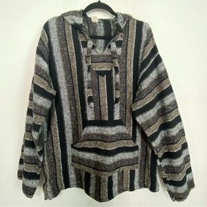 Earthbound Trading Men's Molina Ethnic Gorpcore Poncho/Hooded Bohemian Jacket XL